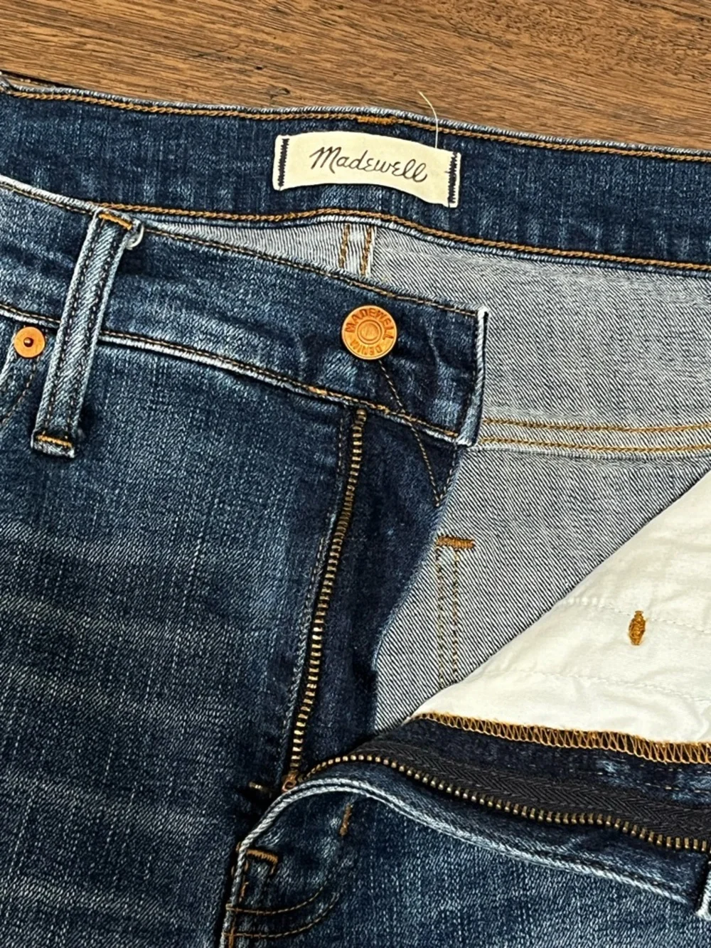 Madewell 9” High Rise Skinny Jeans Dark Wash 31 Raw Hem Distressed - Picture 10 of 12